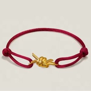 Lucky Red String Knot Bracelet Adjustable Silk Cord 18K Gold Plated Copper Charm